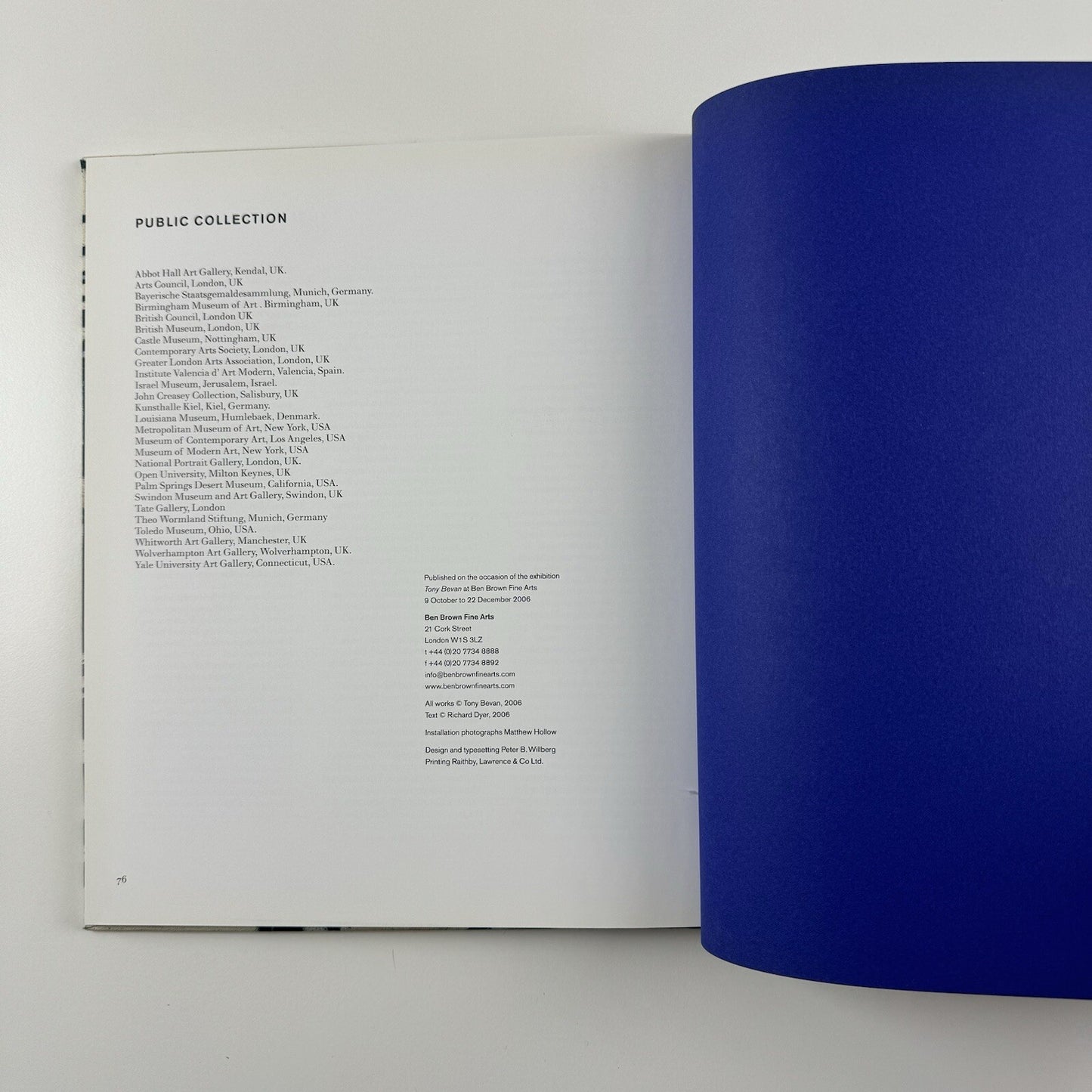 Tony Bevan | Ben Brown Fine Arts exhibition catalogue, 2006