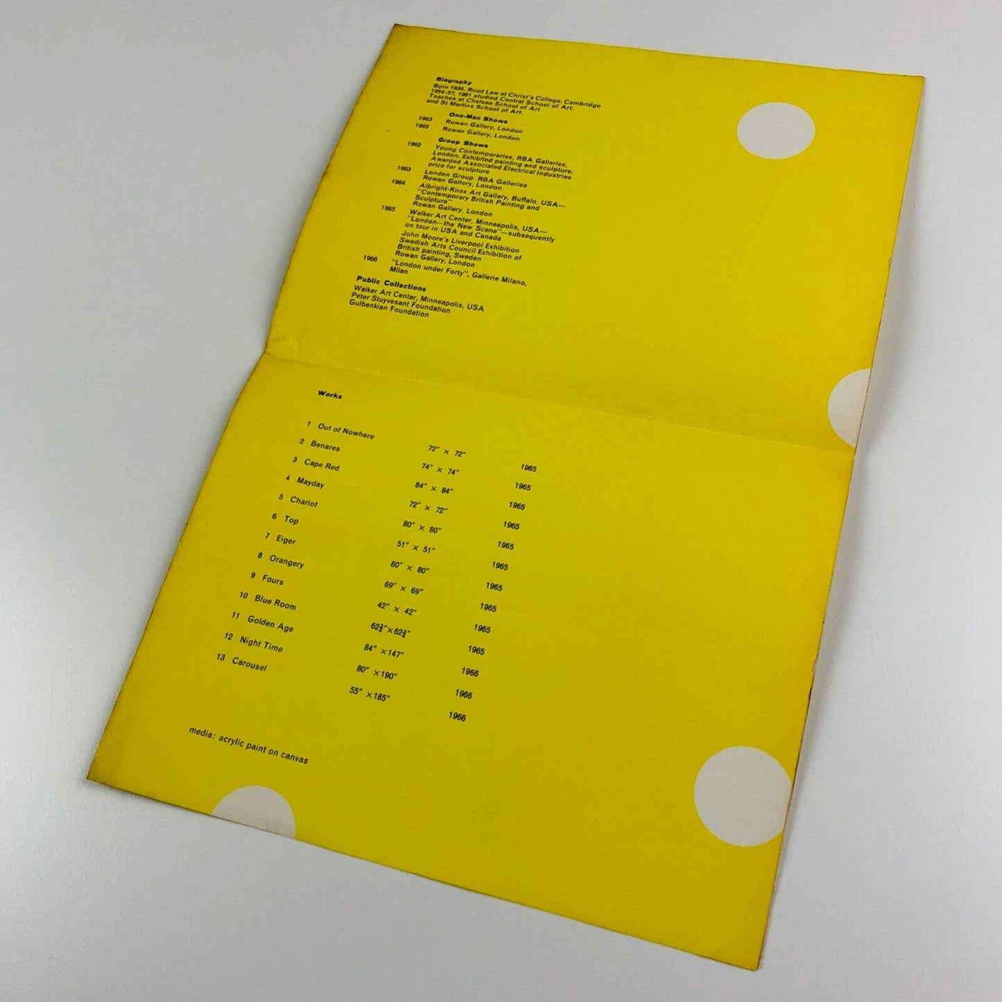 Folded sheet for Jeremy Moon Paintings 1965-66 | Rowan Gallery, London, 1966