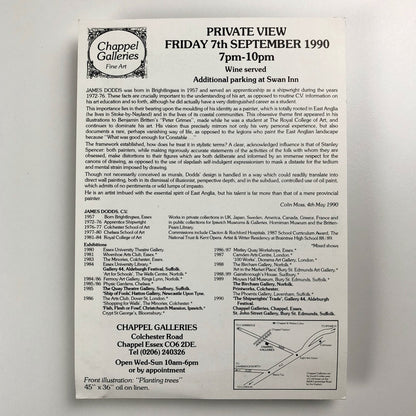 Recent Paintings by James Dodds Chappel Galleries | Private view invitation 1990