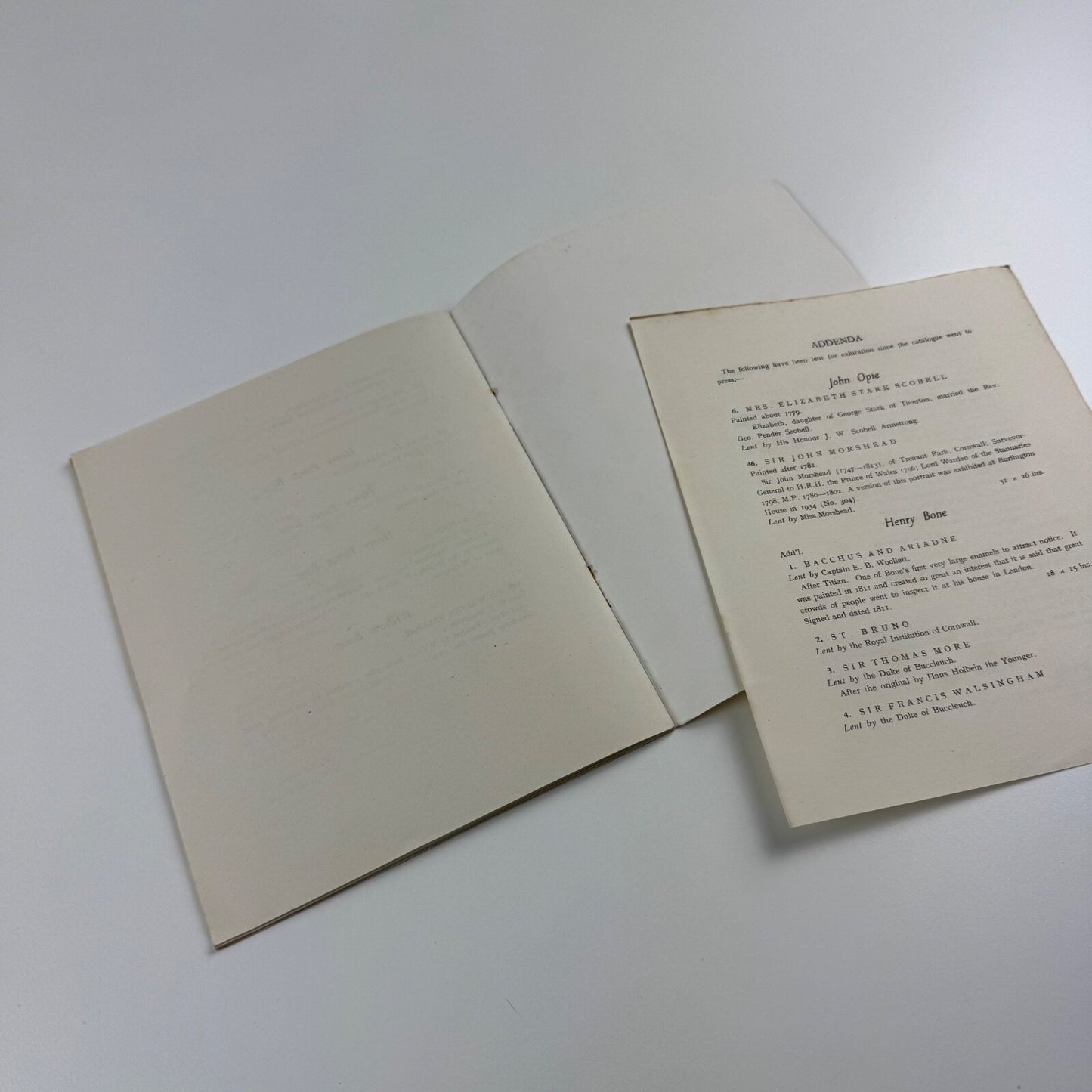 John Opie and Henry Bone. An exhibition of paintings and miniatures. Organised by the Royal Institution of Cornwall, with the Arts Council in 1951