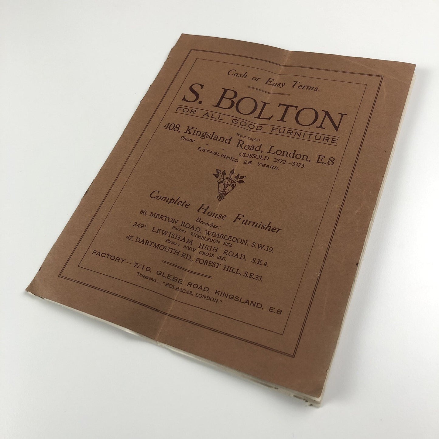 S. Bolton | Bolton’s furniture 408 Kingsland Road, London brochure, undated