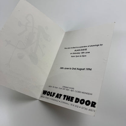 Private view invite Alan Davie Drawings Wolf at the Door Penzance 1994