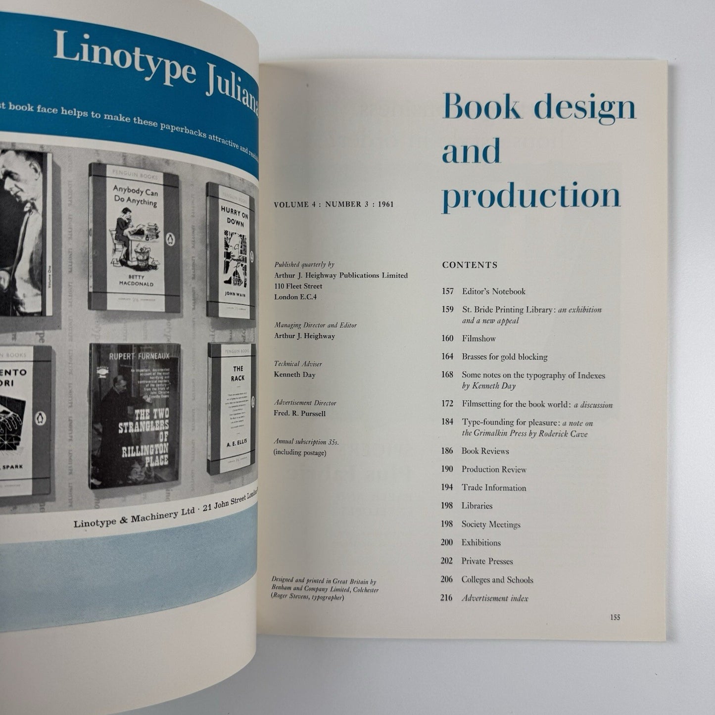 Book Design and Production Vol 4 No 3 1961 | Edited by Arthur J. Heighway