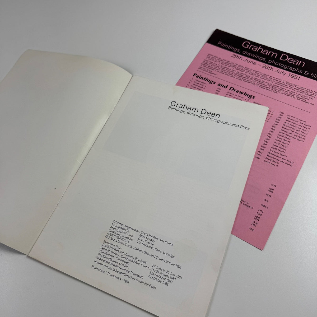 Graham Dean. Paintings, drawings, photographs & films South Hill Park Arts Centre, Bracknell, 1981