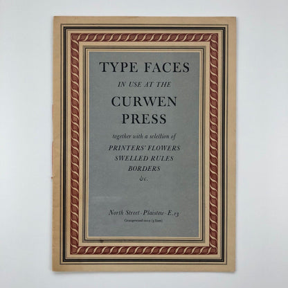Type Faces in use at The Curwen Press | Type specimen brochure 1930s/40s?