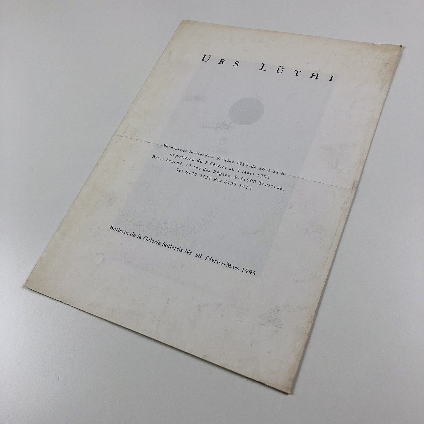 Urs Lüthi. Bulletin de la Galerie Sollertis, No. 38, Feb-March 1995 leaflet