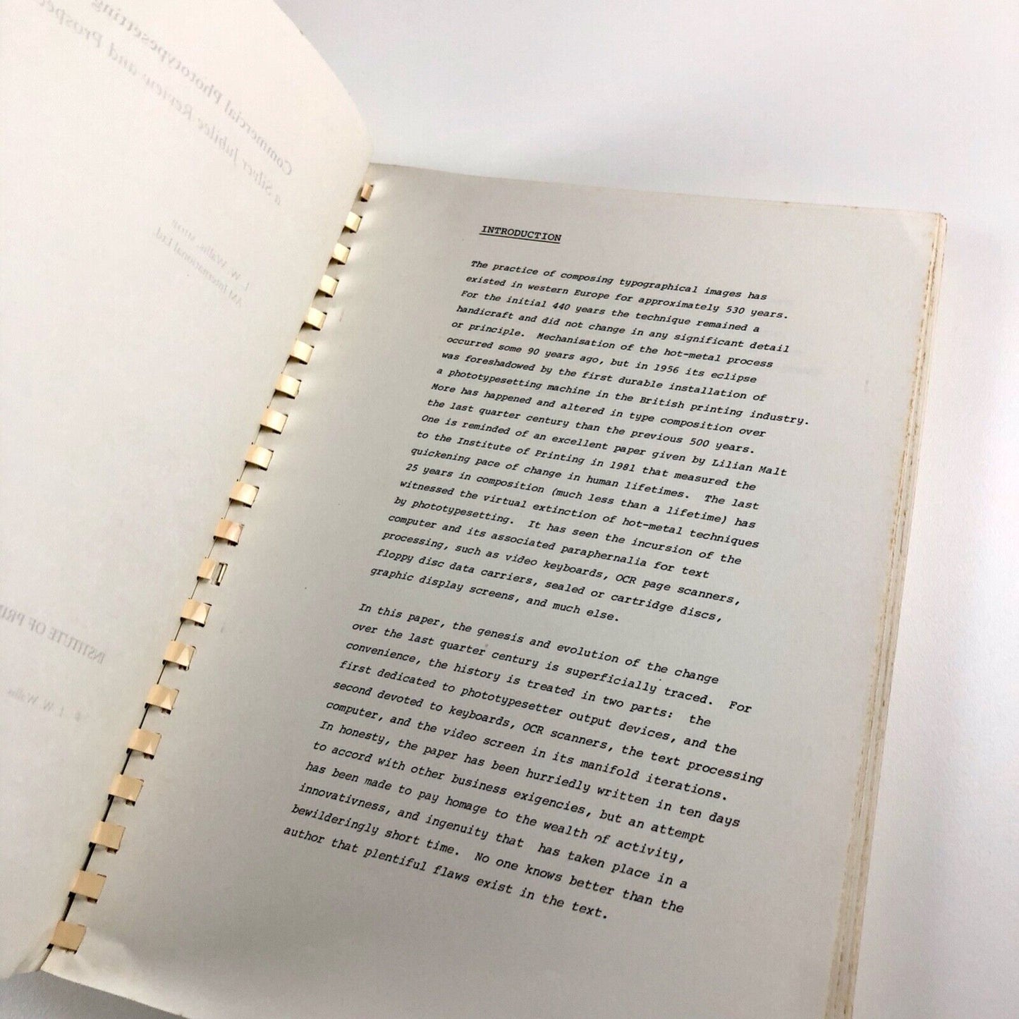 Commercial Phototypesetting in the United Kingdom by L.W. Wallis 1982