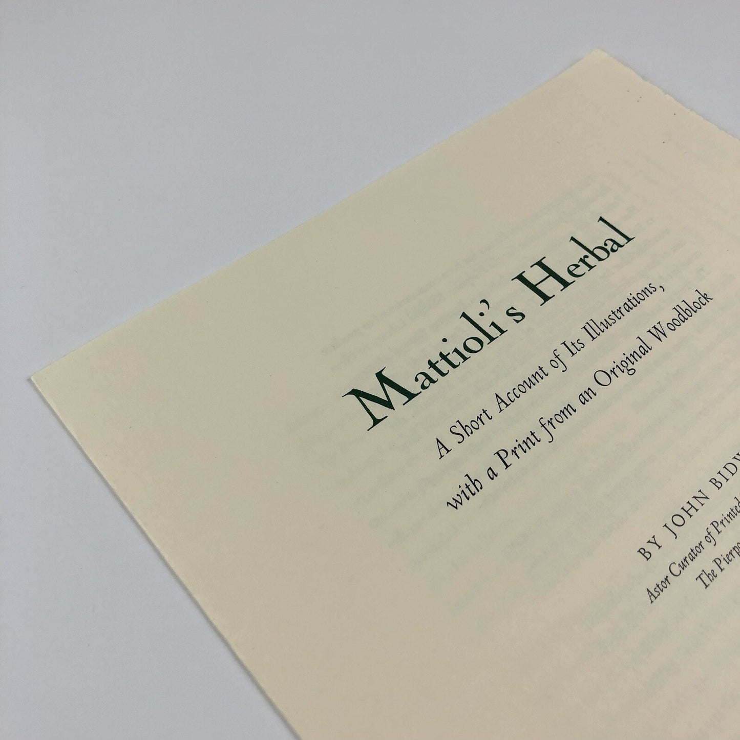 Prospectus for Mattioli's Herbal by John Bidwell | Whittington Press 2003