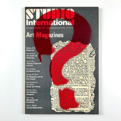 Studio International Journal of Modern Art Sep/Oct 1976 | 'Art Magazines' special