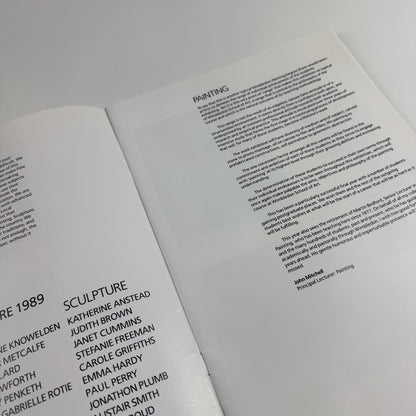 Catalogue students Fine Art 1989. Painting Sculpture. Wimbledon School of Art