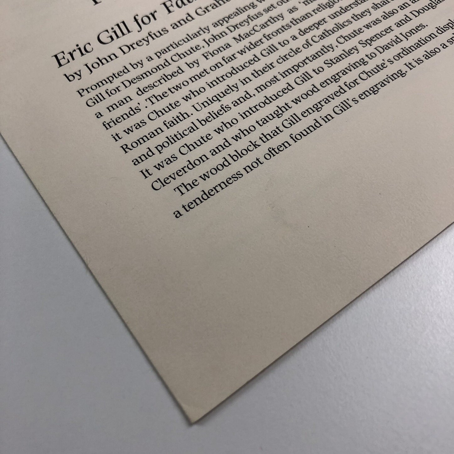 Promotional leaflet – Bain & Williams publications 1993 | Eric Gill, John Dreyfus