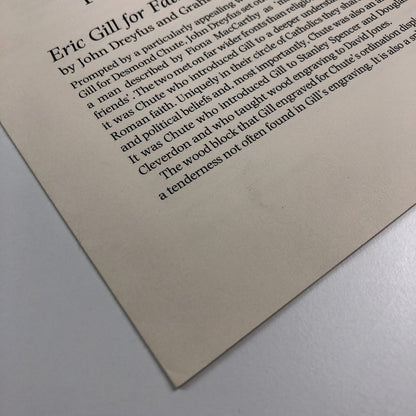 Promotional leaflet – Bain & Williams publications 1993 | Eric Gill, John Dreyfus