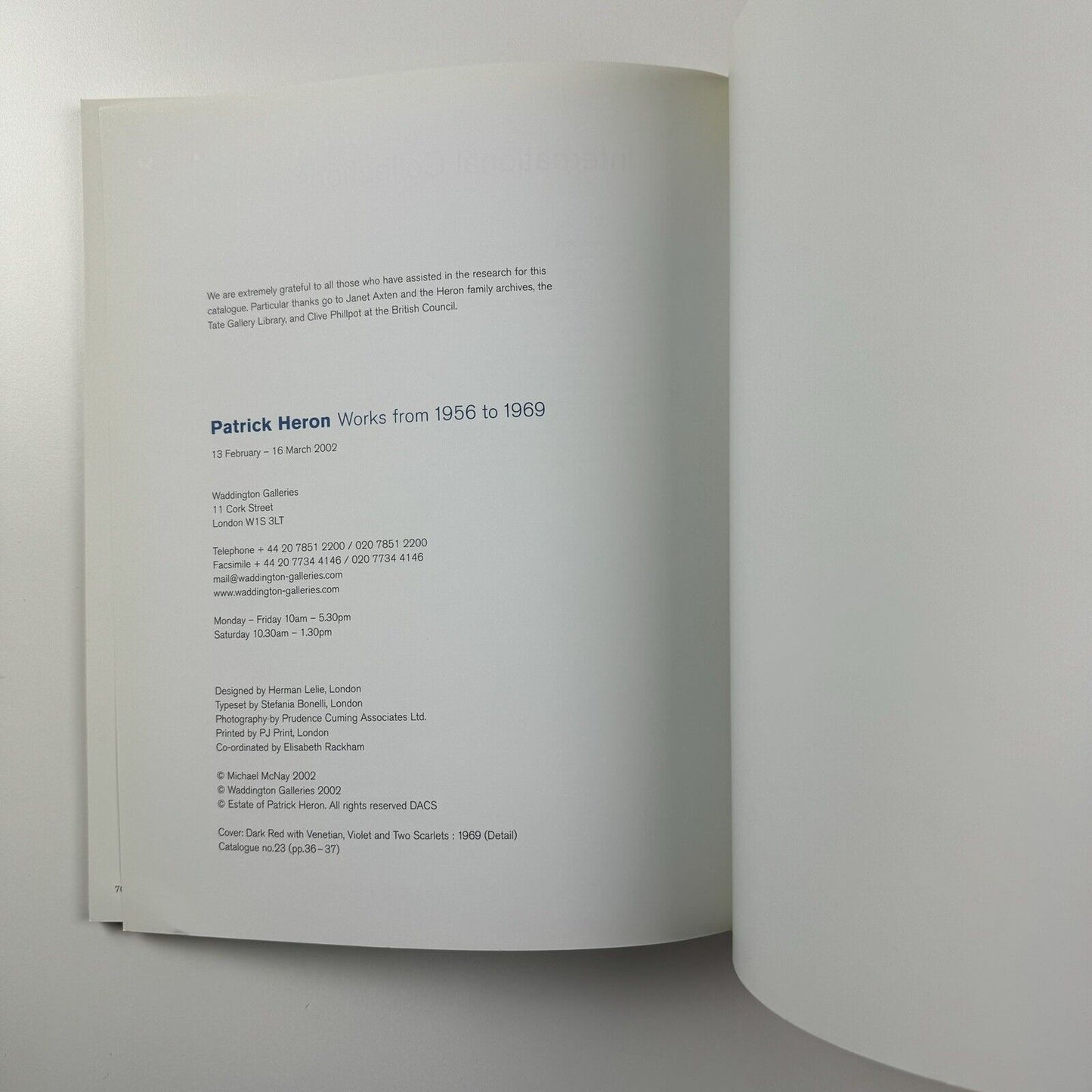 Patrick Heron. Works from 1956 to 1969 | Waddington Galleries catalogue, 2002
