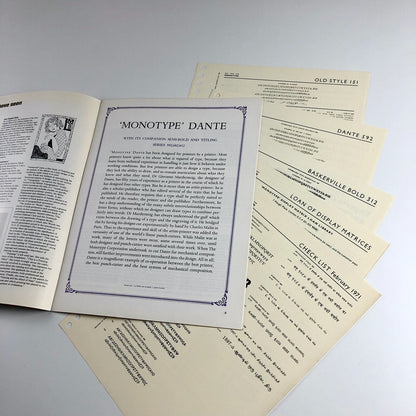 Monotype Newsletter 88 + 'Dante' type specimens Robert Barbor | February 1971