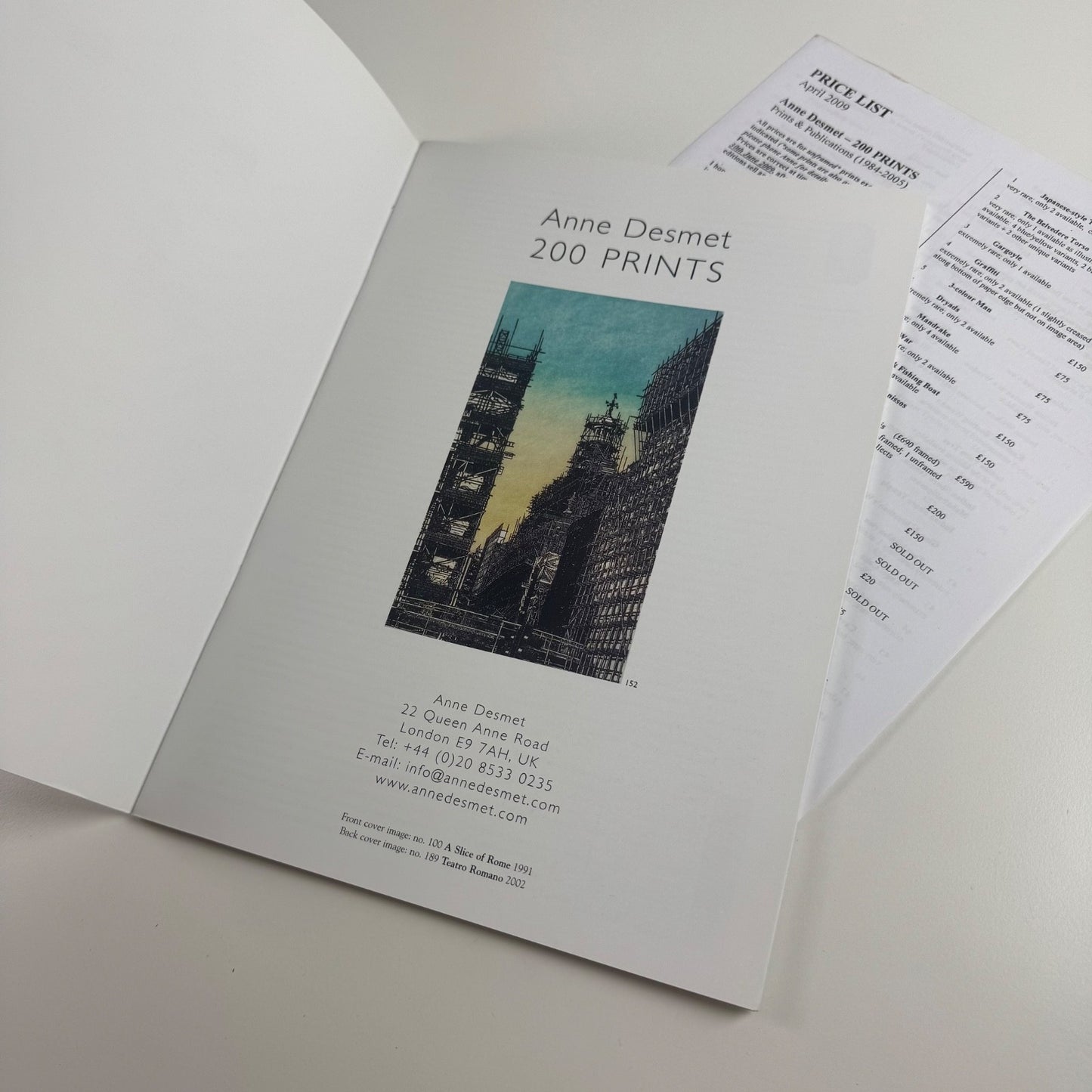 Anne Desmet. 200 Prints and publications April 2009 + price list