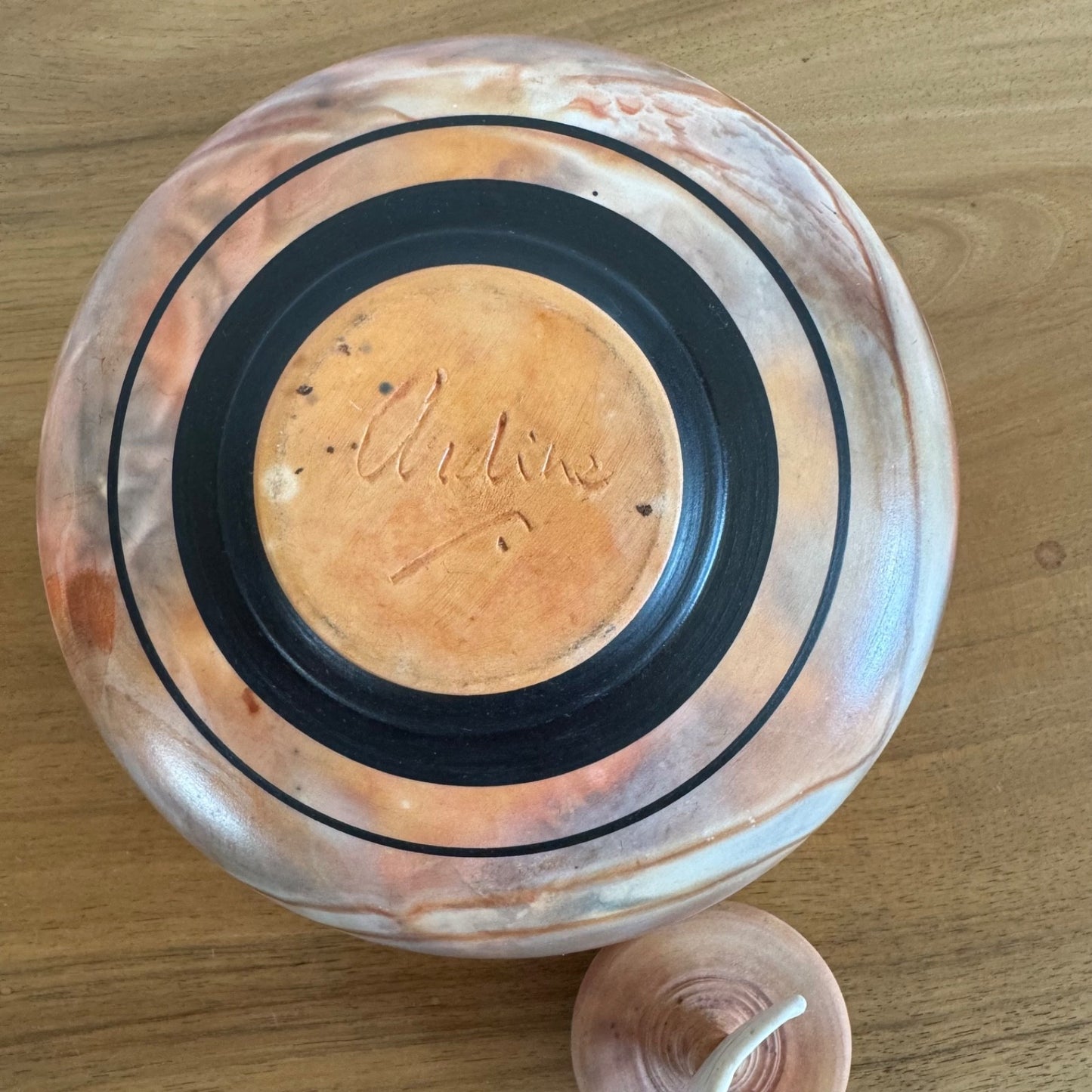 Ardine Spitters ceramic lidded vessel signed on the base 'Ardine'