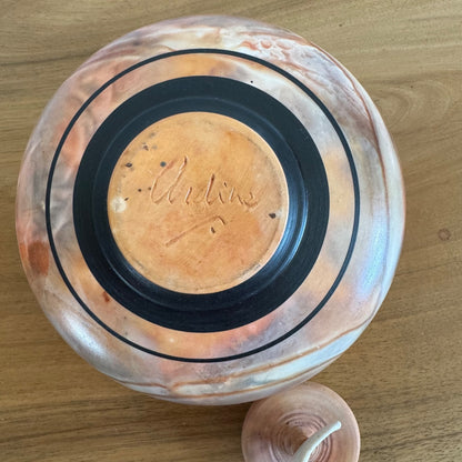 Ardine Spitters ceramic lidded vessel signed on the base 'Ardine'