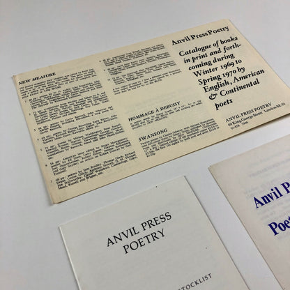 Three Anvil Press Poetry leaflets – 1967-1982