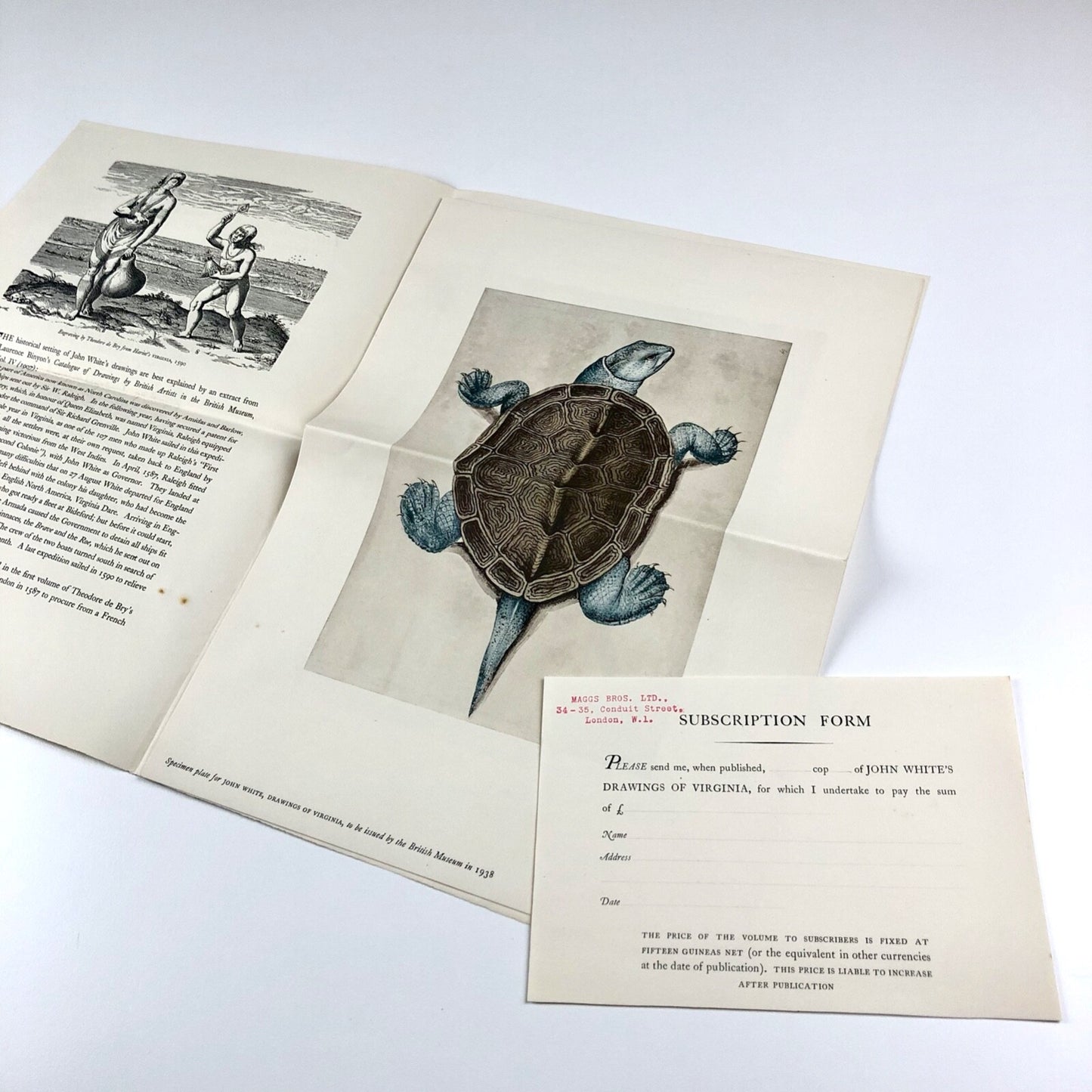 Prospectus for John White’s Drawings of Virginia A.M. Hind British Museum 1938