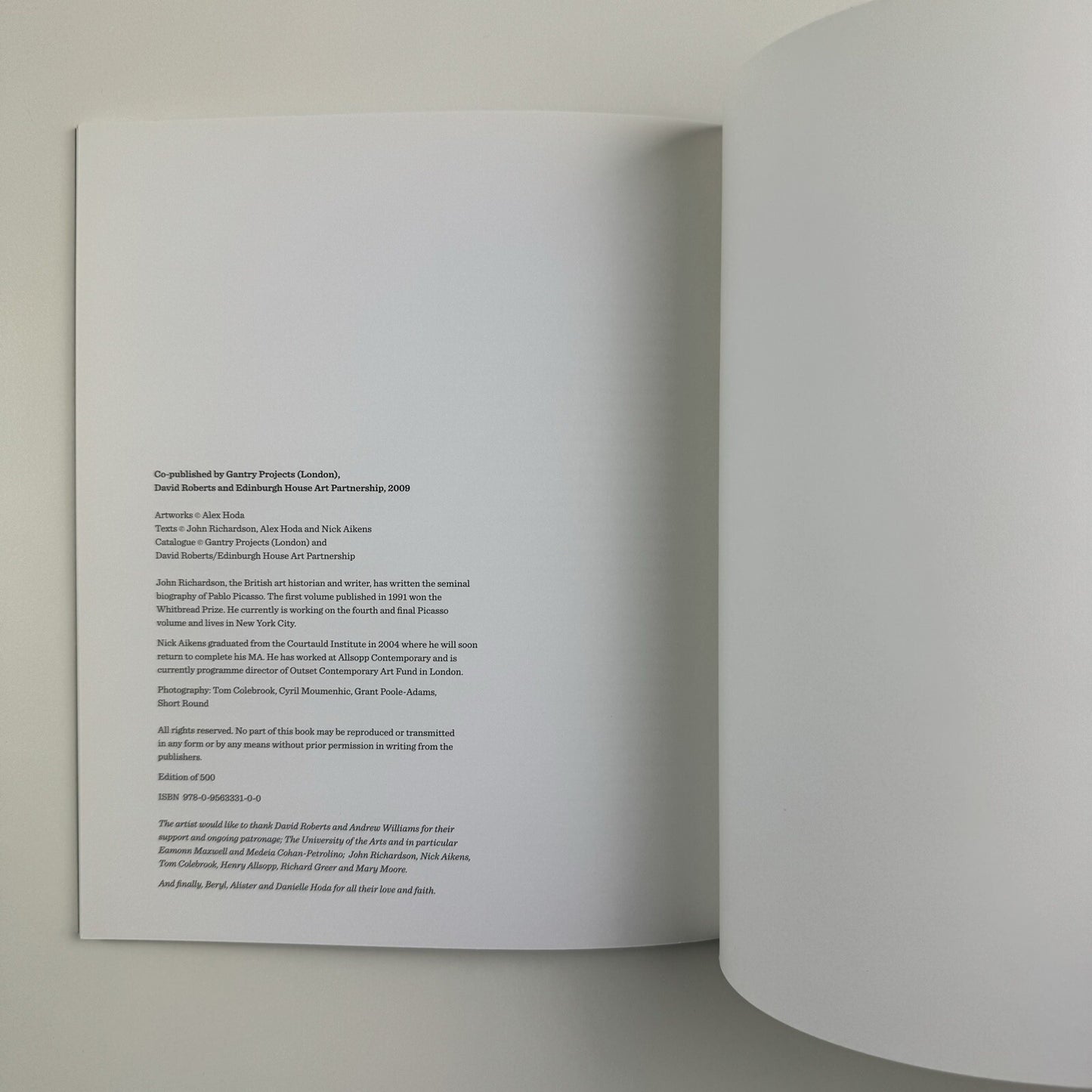 Alex Hoda. Opening up the Inside | Gantry Projects, London, 2009 catalogue