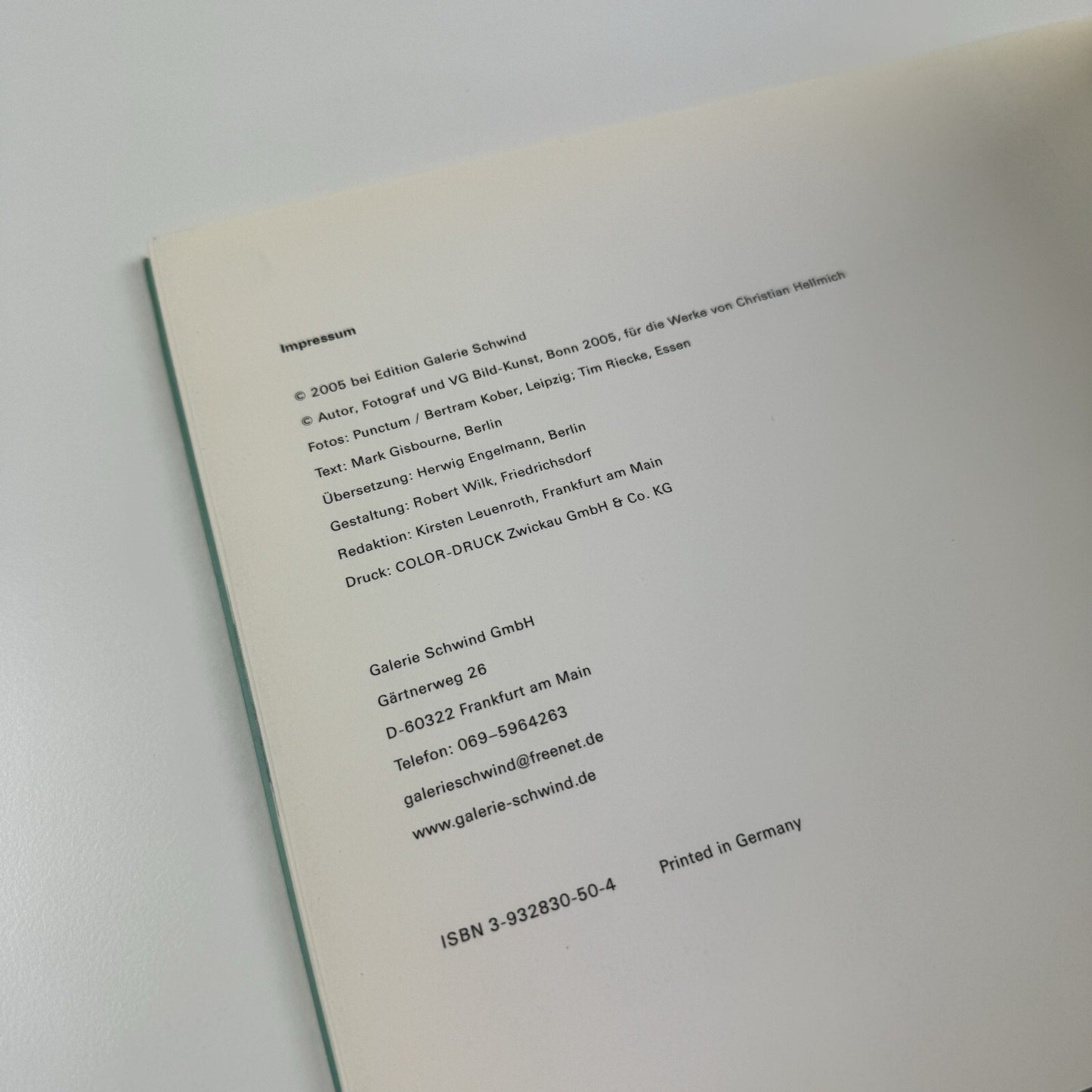 Christian Hellmich. Kabache | Galerie Schwind, 2005 exhibition catalogue