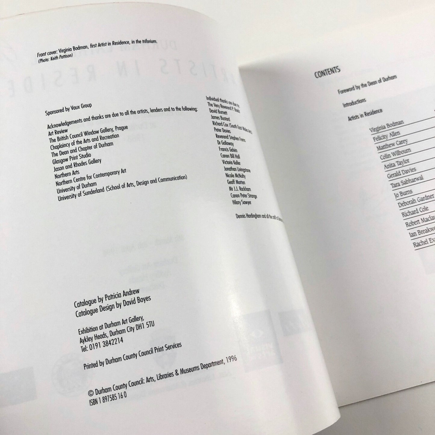 Artists in Residence – Durham Cathedral | Durham Art Gallery catalogue, 1996