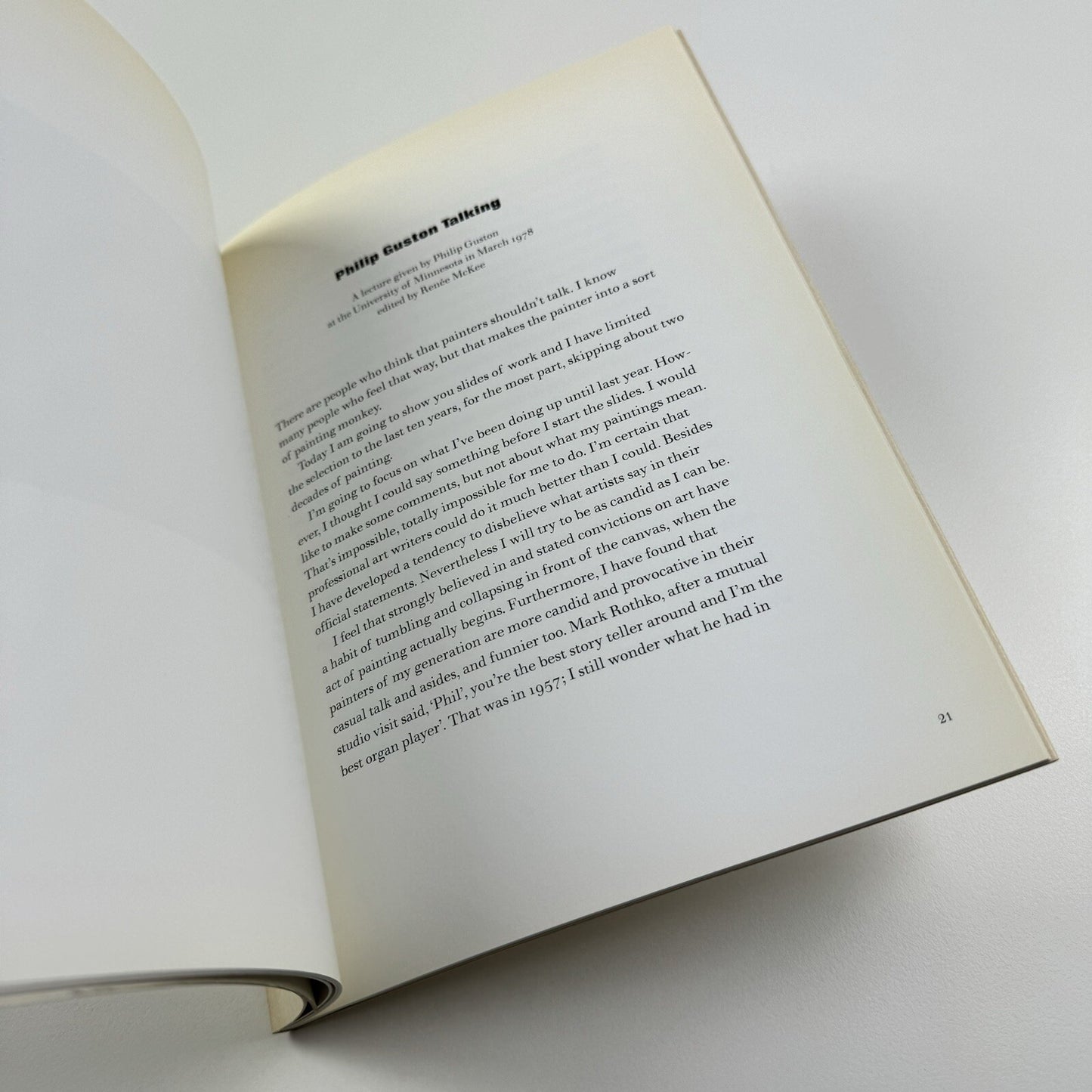 Philip Guston | Catalogue and lecture at  University of Minnesota | Editor Renée McKee | Timothy Taylor Gallery, 1978