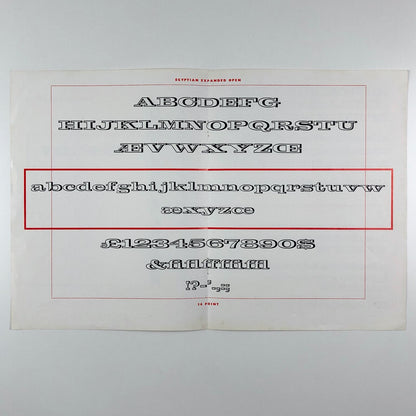 Egyptian Expanded Open | Stephenson Blake type specimen | Print in Britain, 1959
