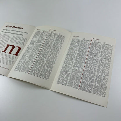 Type specimen sheet – Linotype Maximus newpaper type | Undated leaflet