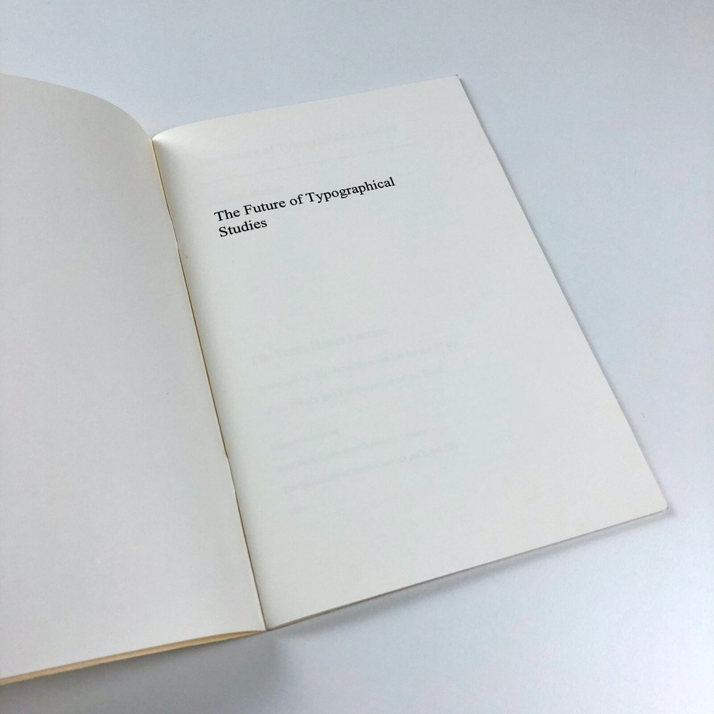 The Future of Typographical Studies by Nicholas Barker | 10th Hanes Lecture 1996