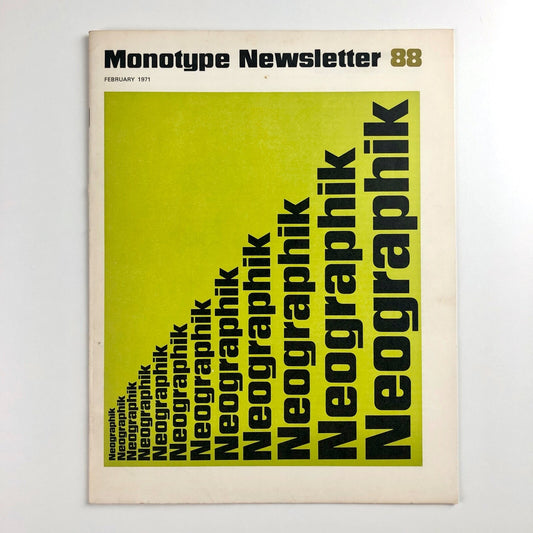 Monotype Newsletter 88 + 'Dante' type specimens Robert Barbor | February 1971