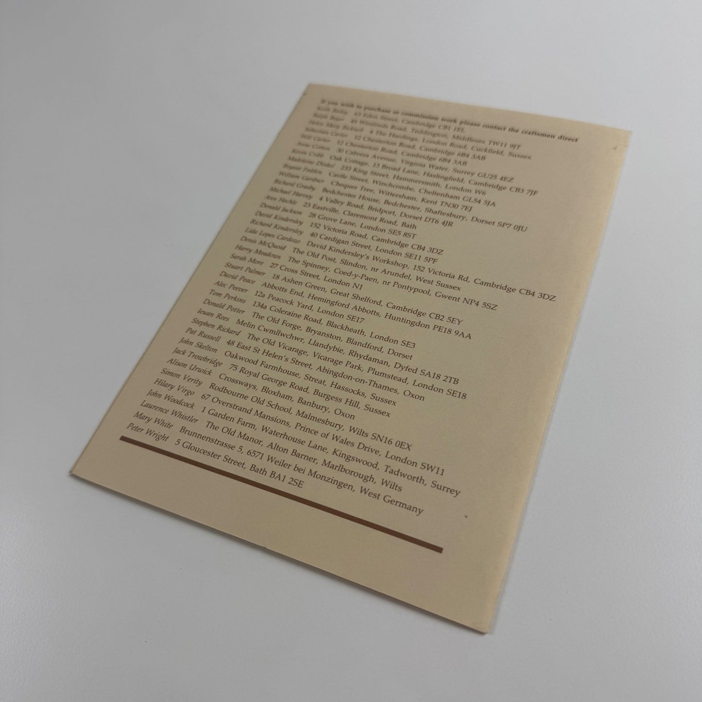 Leaflet Living Letters. A major exhibition showing cut, cast, engraved and painted lettering on stone, wood, glass, ceramics and textiles, by leading artist-craftsmen of today | Crafts Study Centre, Holburne Museum Bath 1981