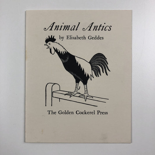 Prospectus Animal Antics by Elisabeth Geddes | The Golden Cockerel Press c 1937