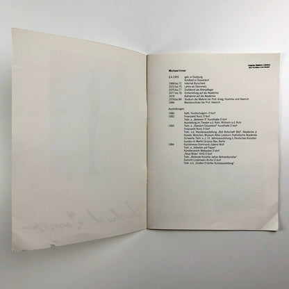 Michael Irmer – Kulturamt der Stadt Dusseldorf | Exhibition catalogue, 1985