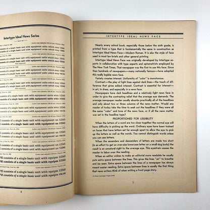 Intertype Corporation: Ideal News Face | Type specimen brochure, 1930s?