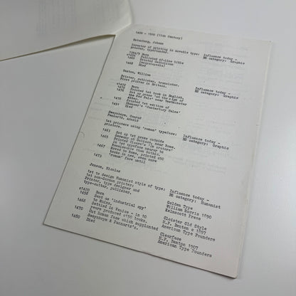 Information sheets from Croydon College School of Art & Design. Graphic Design Area. Area Director Herman Hecht Summer term 1981