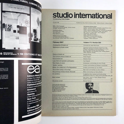 Studio International journal of modern art | Kinetic Art | Vol 173, No 886 | Feb 1967 | front cover design by Jesus-Raphael Soto