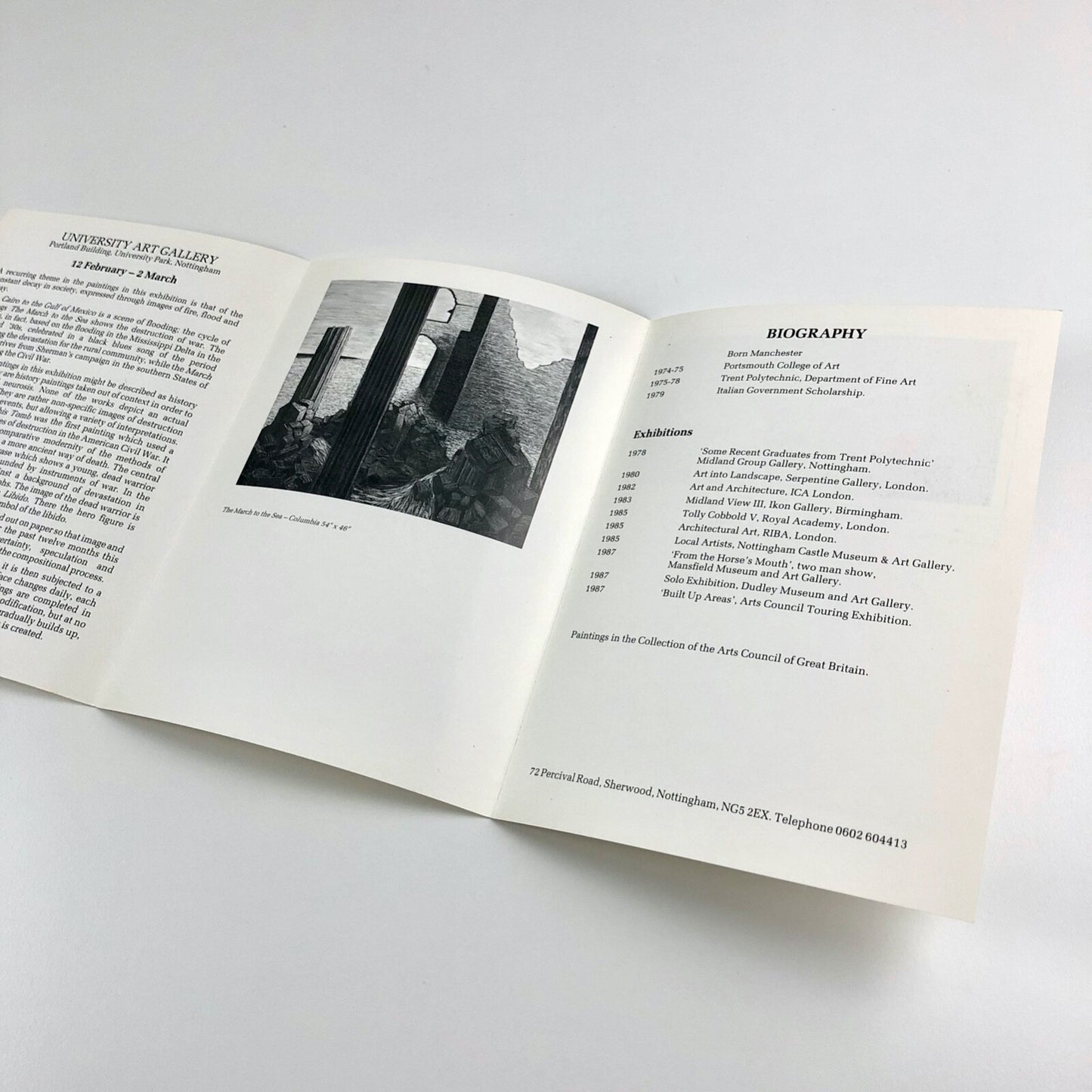 Derek Hampson – Paintings and Drawings | Nottingham University Art Gallery, leaflet and price list | Late 1980s