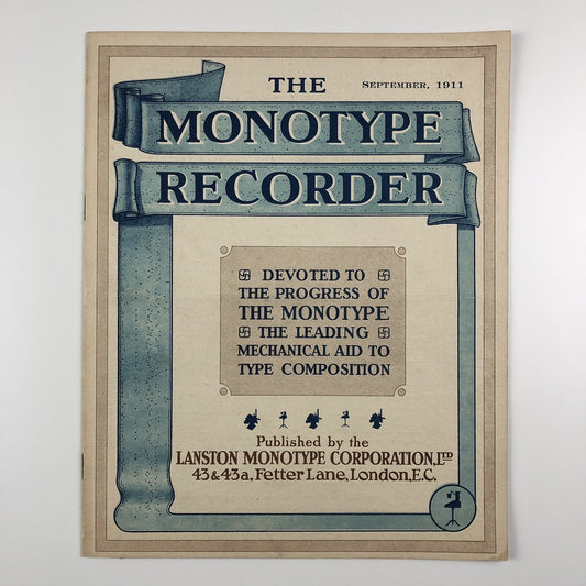 The Monotype Recorder, Vol X, No CXVII, September 1911