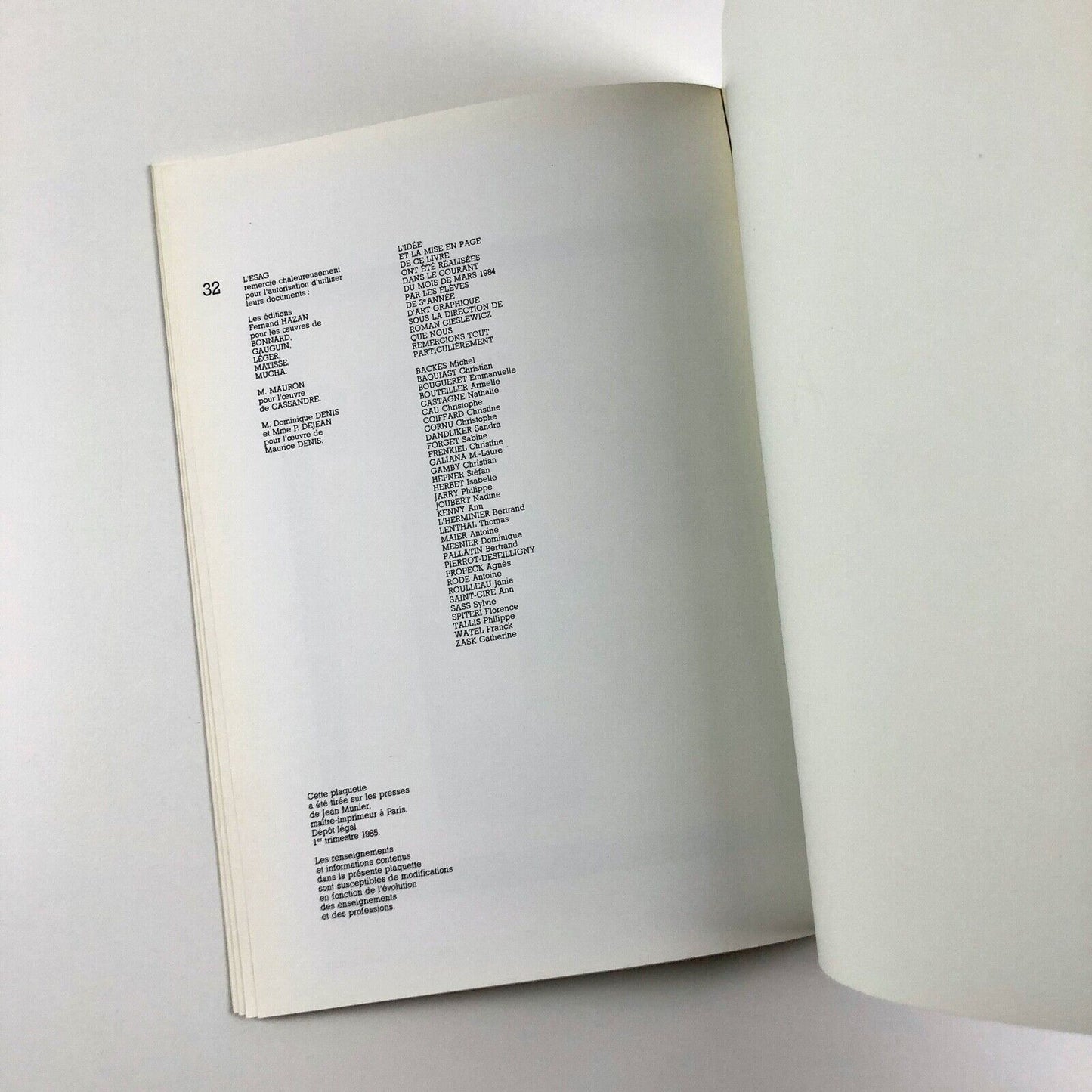 Académie Julian 1868 -1968 Historique 31 Rue du Dragon Paris | 1985