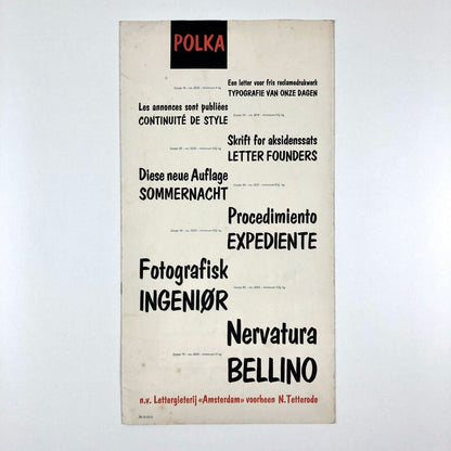 Polka type specimen leaflet | n.v. Lettergieterij, Amsterdam, undated 1950s?