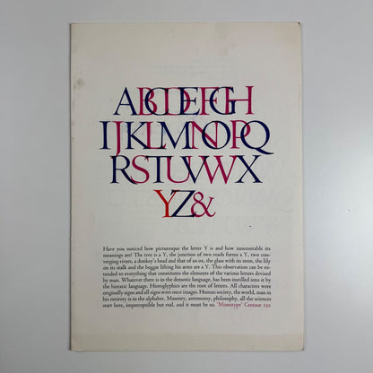 Leaflet Monotype Centaur Victor Hugo Herman Zapf Manuale Typographicum, undated