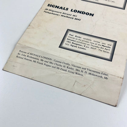 Marcello Salvadori. Optical Traces and Mobile Objects | Signals London, 1965 exhibition card