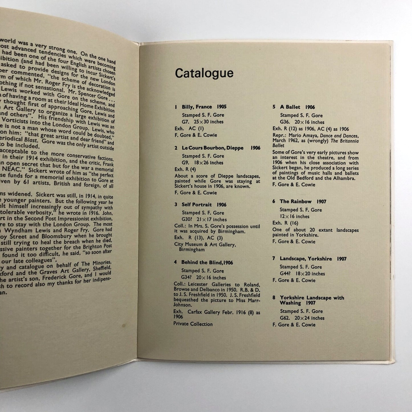 Spencer Gore 1878-1914 | Graves Art Gallery Sheffield, 1970 exhibition catalogue