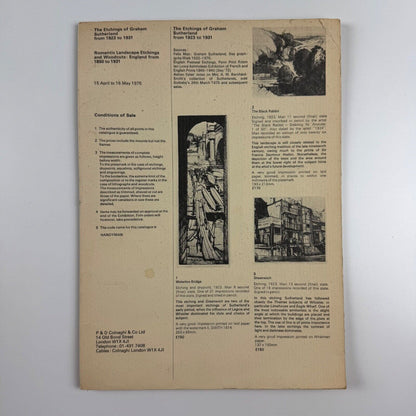 The Etchings of Graham Sutherland from 1923 to 1931 and Romantic Landscape Etchings and Woodcuts: England from 1859 to 1931 P & D Colnaghi, 1975