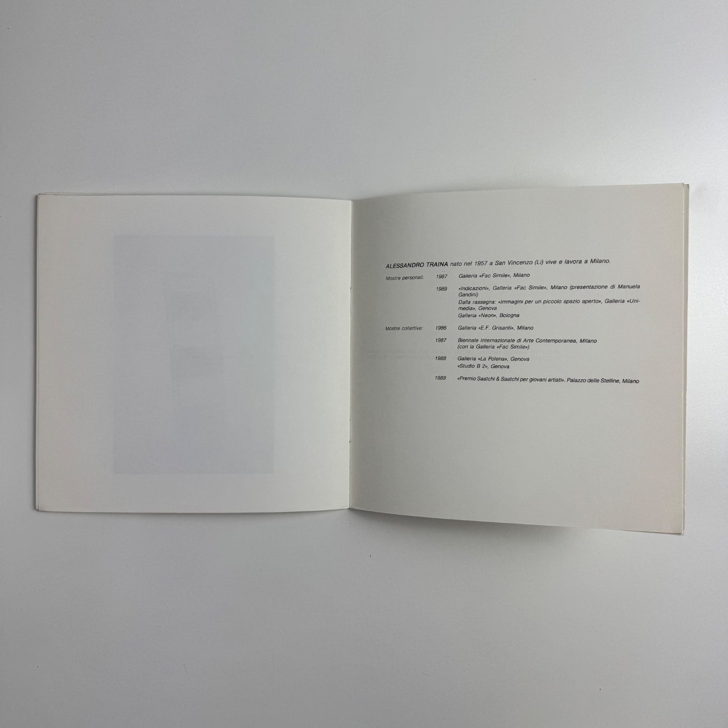 Alessandro Traina | Galleria Neon, Bologna, April 1989
