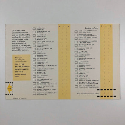 Monotype Alphabet Tracing Sheets – promotional leaflet, The Monotype Corporation