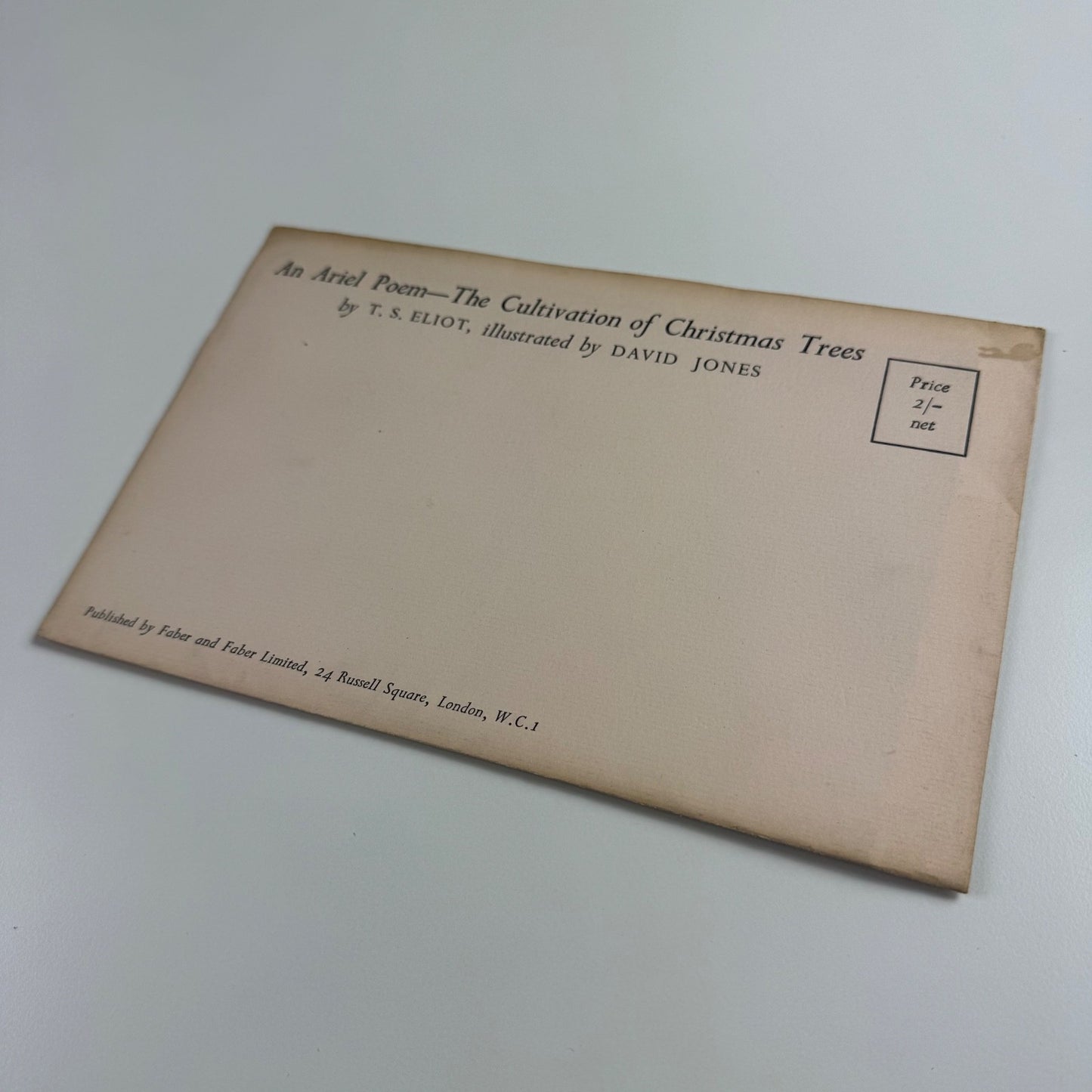 An Ariel Poem - Cultivation of Christmas Trees T.S. Eliot illustrated by David Jones 1954 unopened envelope