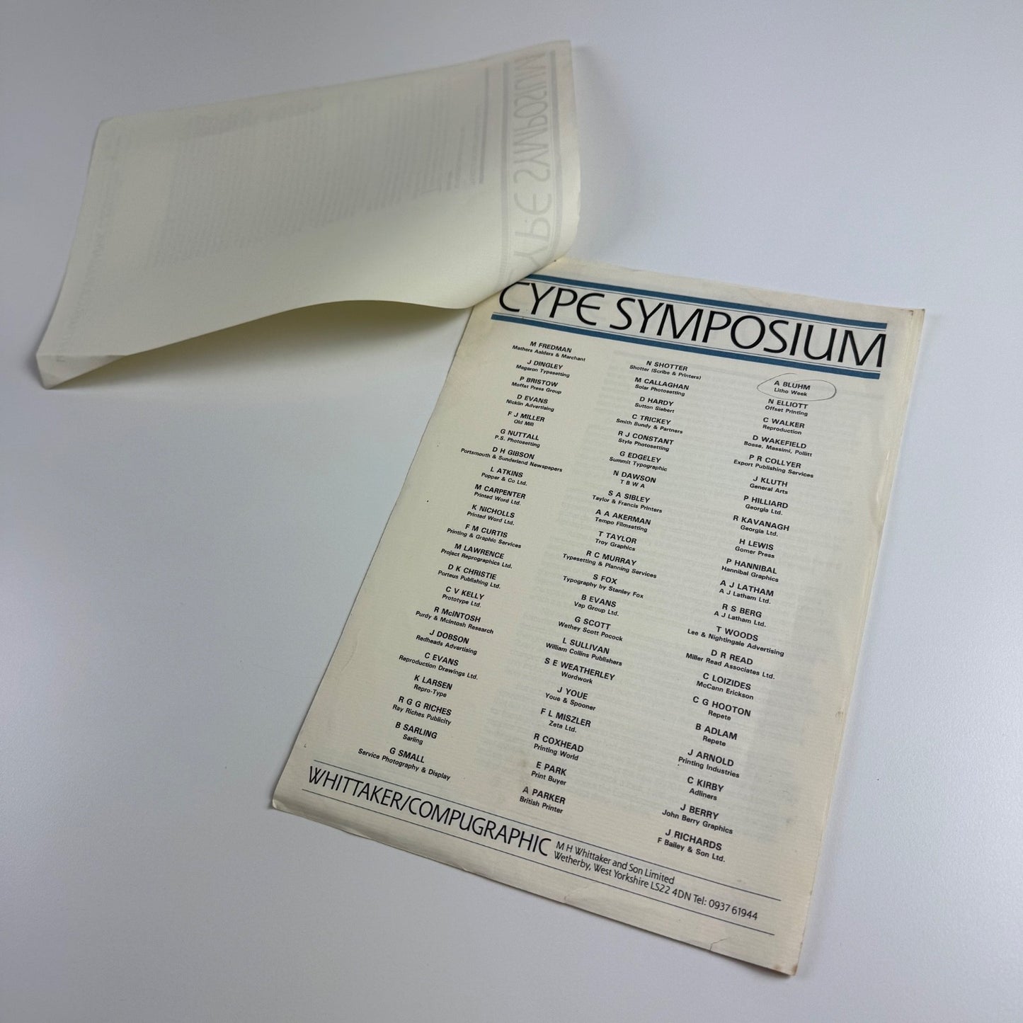 Type Symposium. The role of the trade typesetter in USA Whittaker/Compugraphic
