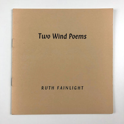 Two Wind Poems by Ruth Fainlight | Martin Booth publisher, 1980